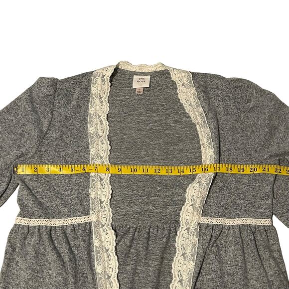 KNOX ROSE M Cardigan Soft Open Front Lace Trim Cottage Boho Country Romantic - Picture 5 of 8